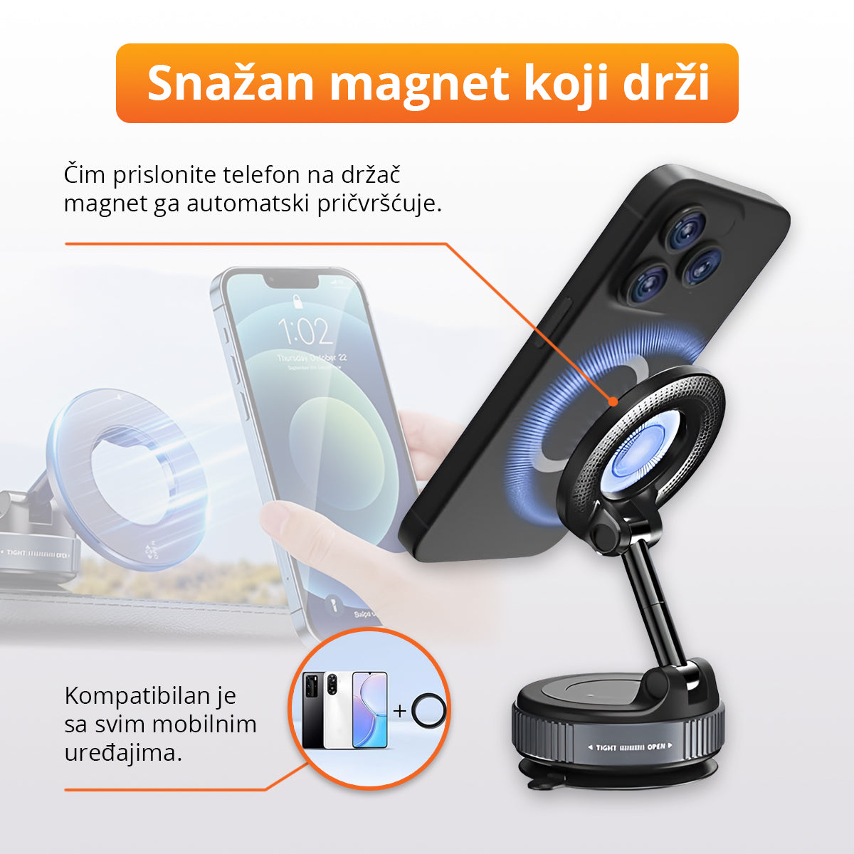 MagGrip - Magnetni vakuumski držač za telefon