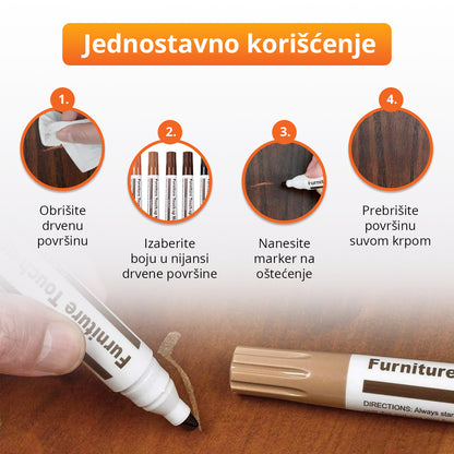 Set markera i voštanih boja za popravku ogrebotina na nameštaju