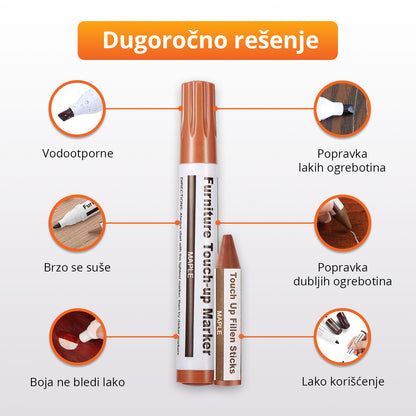 Set markera i voštanih boja za popravku ogrebotina na nameštaju