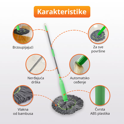 BambooMop - Brzoupijajući mop sa automatskim ceđenjem