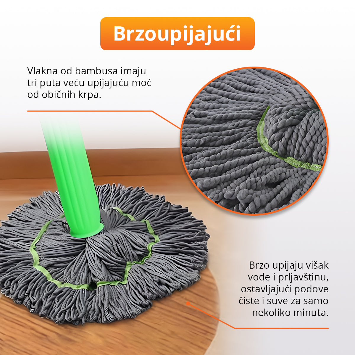 BambooMop - Brzoupijajući mop sa automatskim ceđenjem