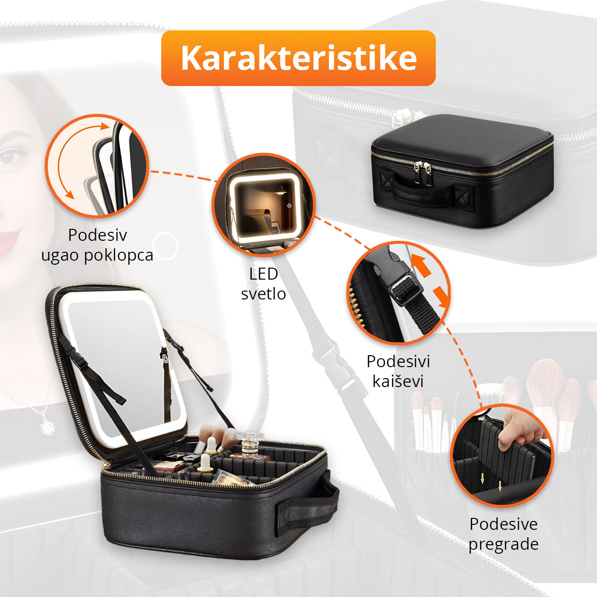 BeautyBag - Torba za šminku sa LED ogledalom