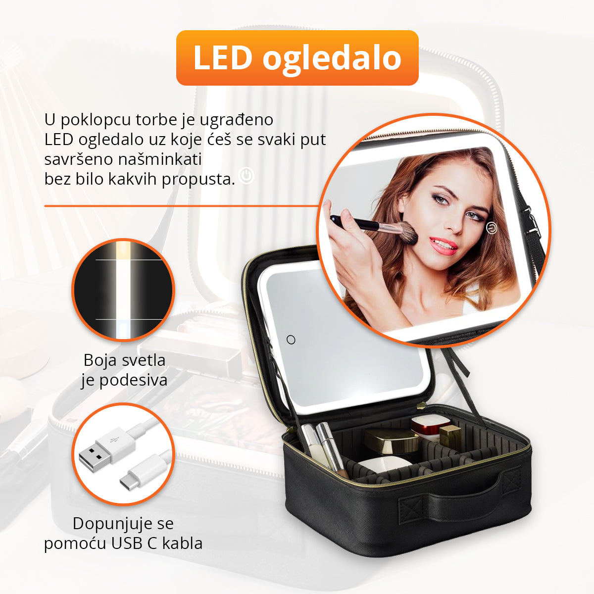 BeautyBag - Torba za šminku sa LED ogledalom