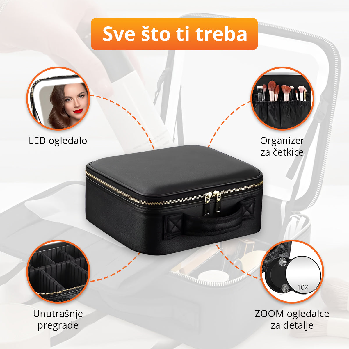 BeautyBag - Torba za šminku sa LED ogledalom