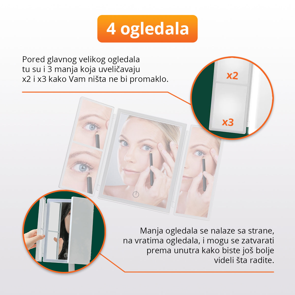 MakeUPro - Ogledalo za šminkanje sa LED svetlom