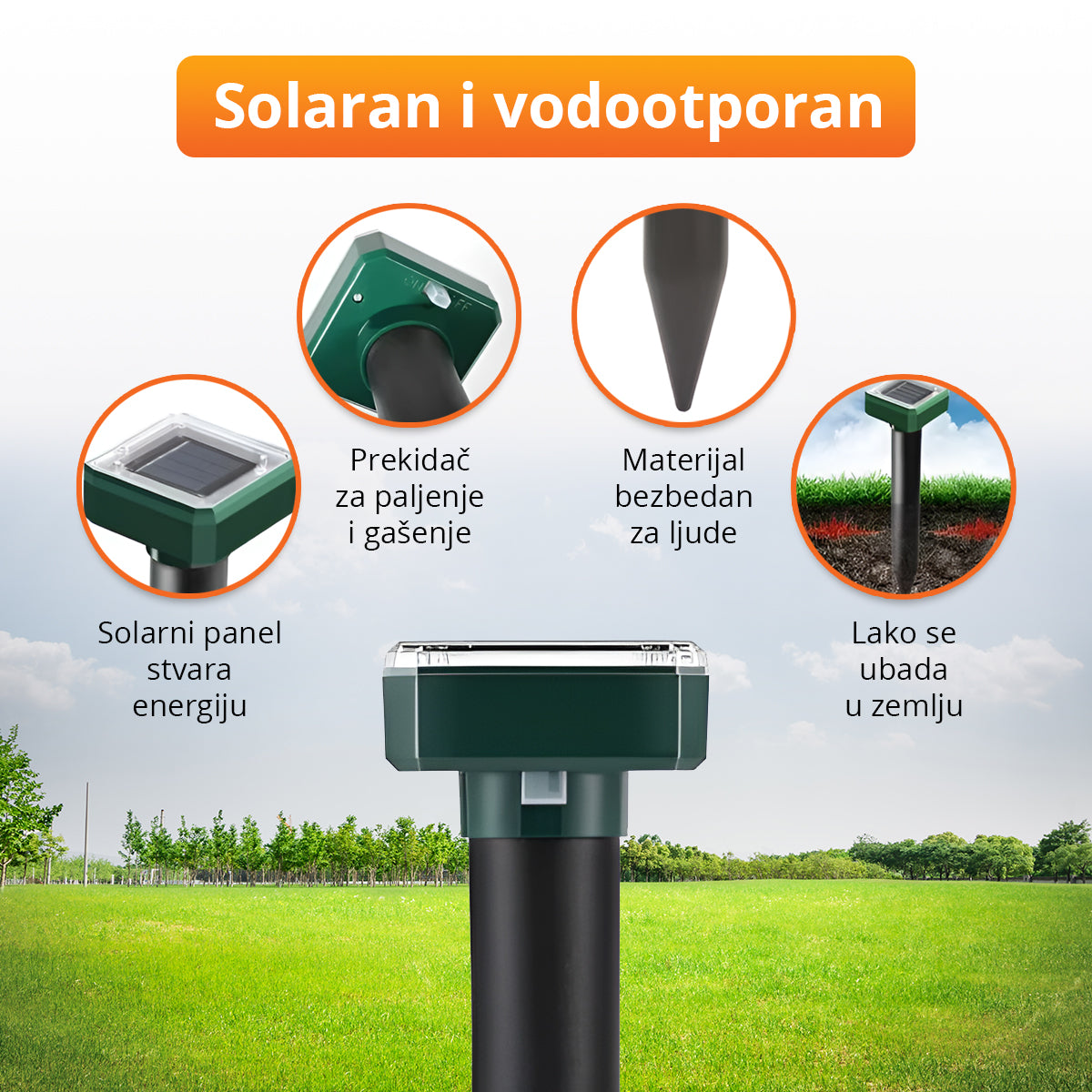 MoleRepel - Solarni ultrazvučni rasterivač krtica i ostalih štetočina (2 komada)