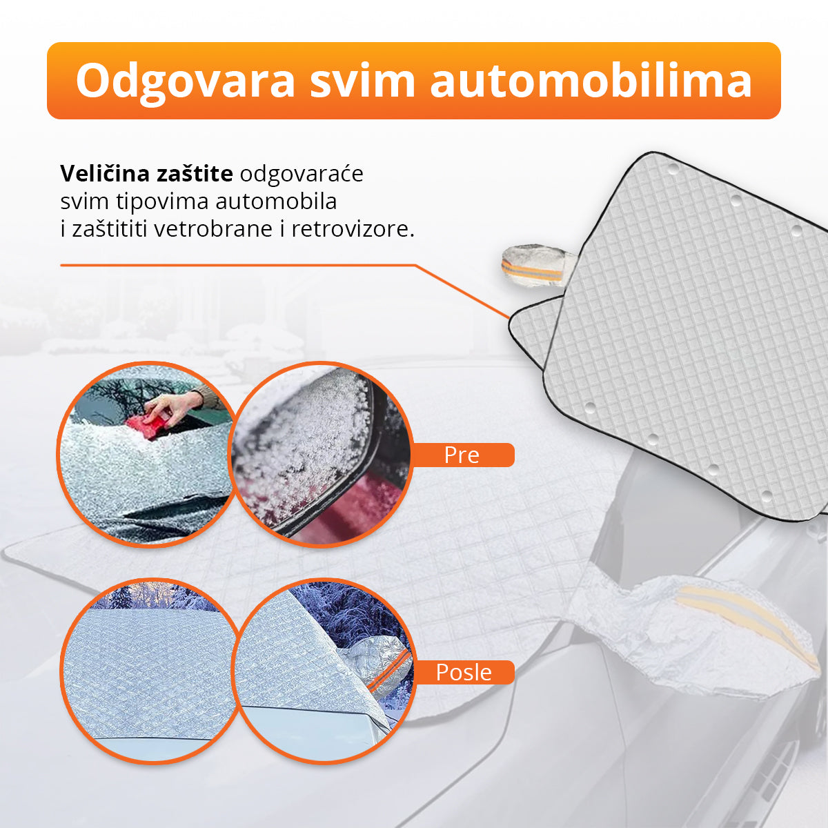 WinterShield - Zaštita za šoferšajbnu i retrovizore od snega i leda