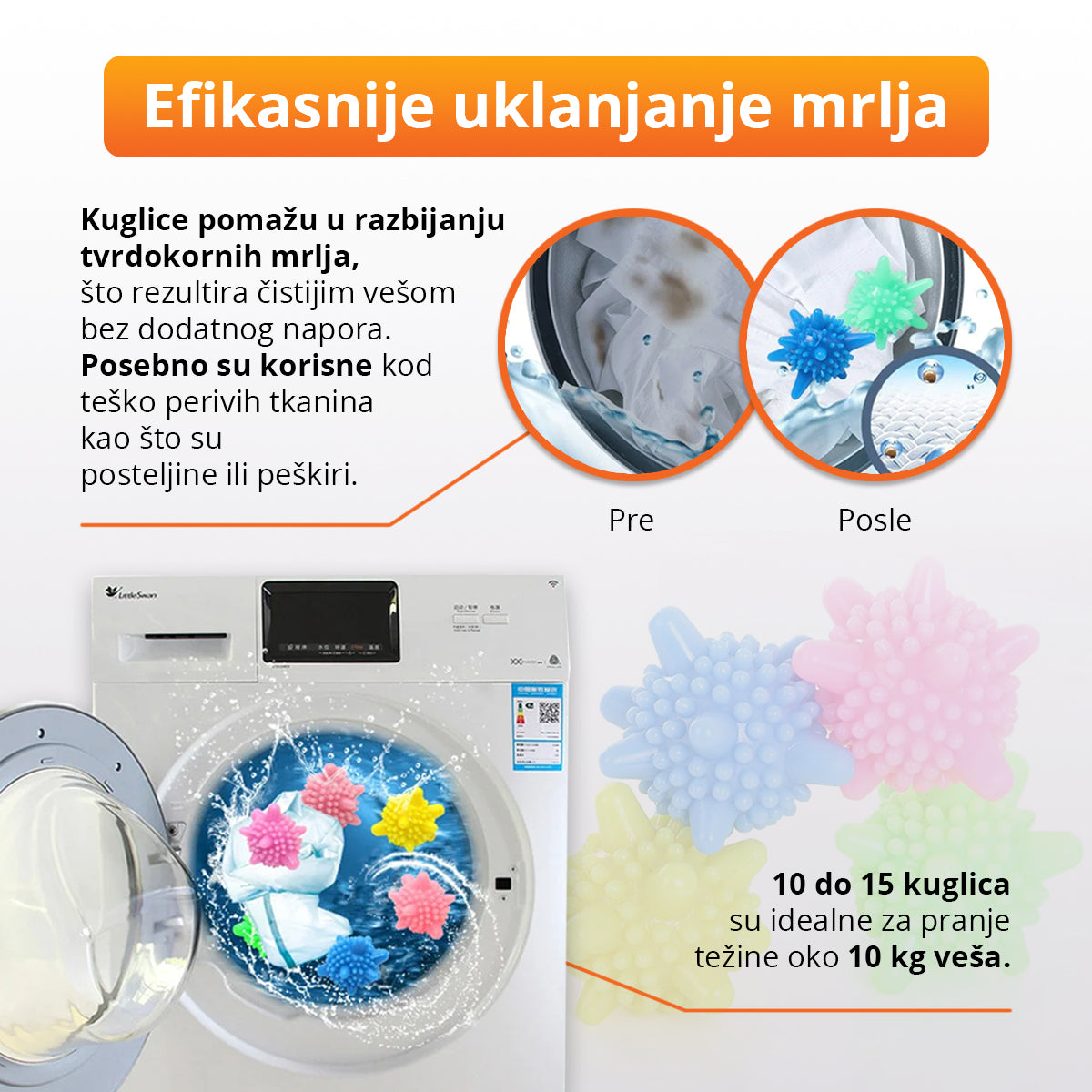 WrinkleFree - Kuglice za pranje i sušenje veša bez gužvanja (12 komada)